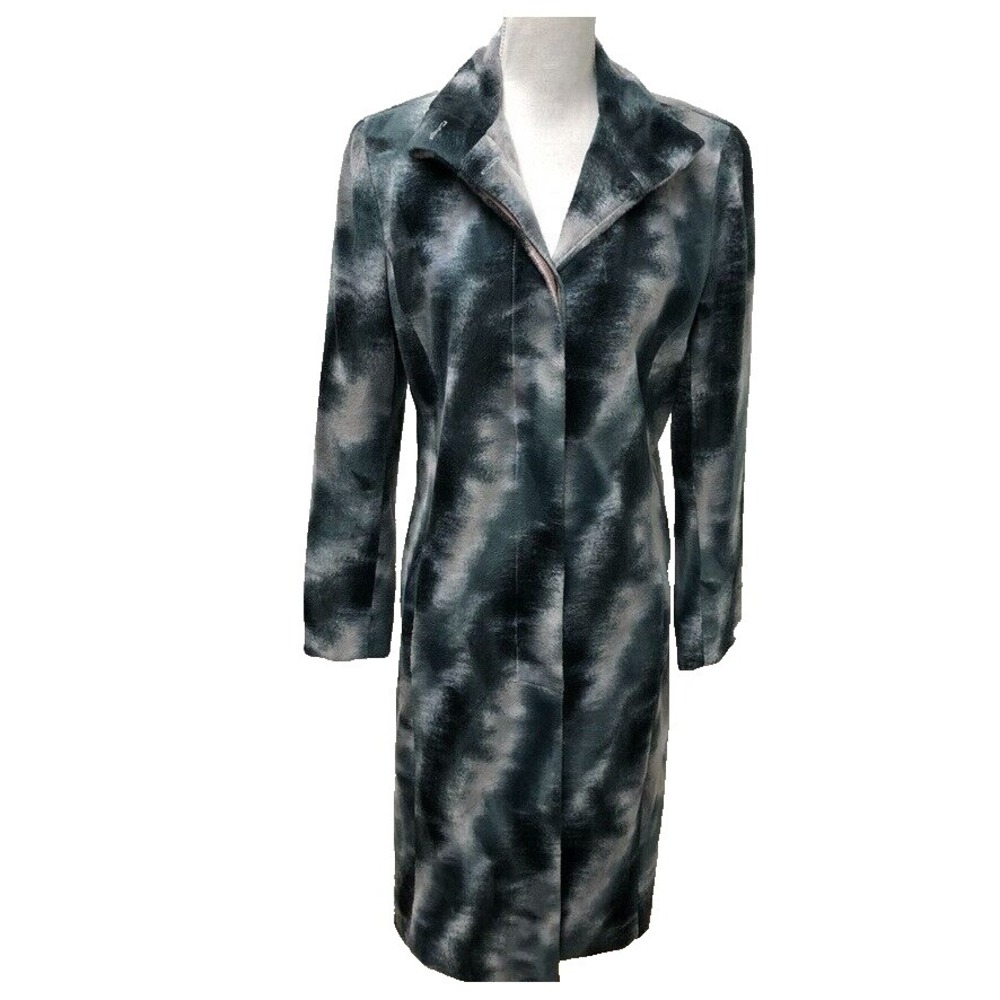 View Faux Fur Overcoat Womens 4 Blue Gray Gorpcore Career Retro Mid Length